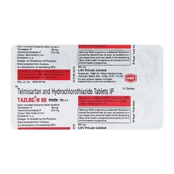 Tazloc H 80mg Tablet 10'S