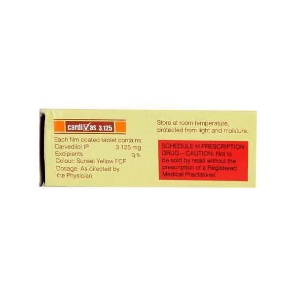 Cardivas 3.125mg Tablet 10'S