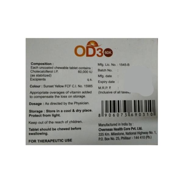 OD3 60K Sugar Free Chewable Tablet 4'S