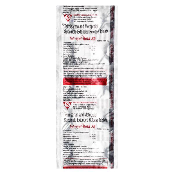 TELMIPIL BETA 25mg Tablet 10's