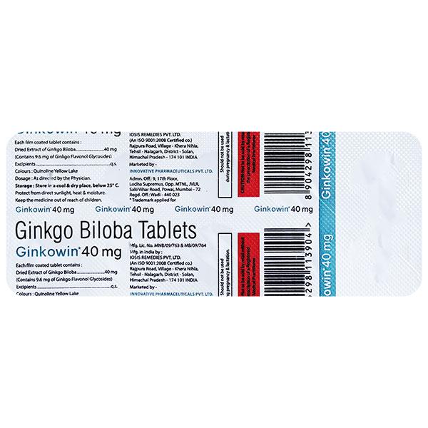 GINKOWIN 40mg Tablet 10's