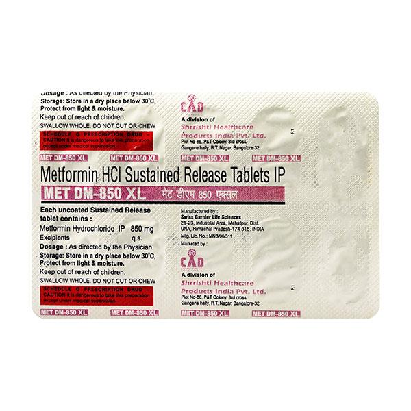 MET DM XL 850mg Tablet 10'S