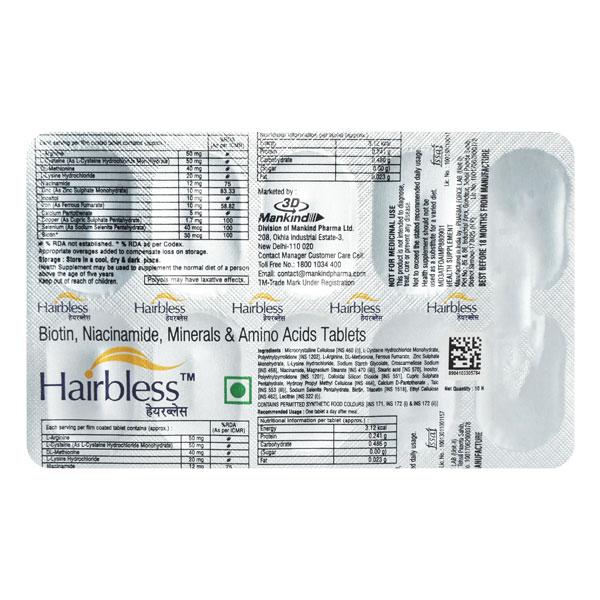 Hairbless Tablet 10'S - Global Surgicals