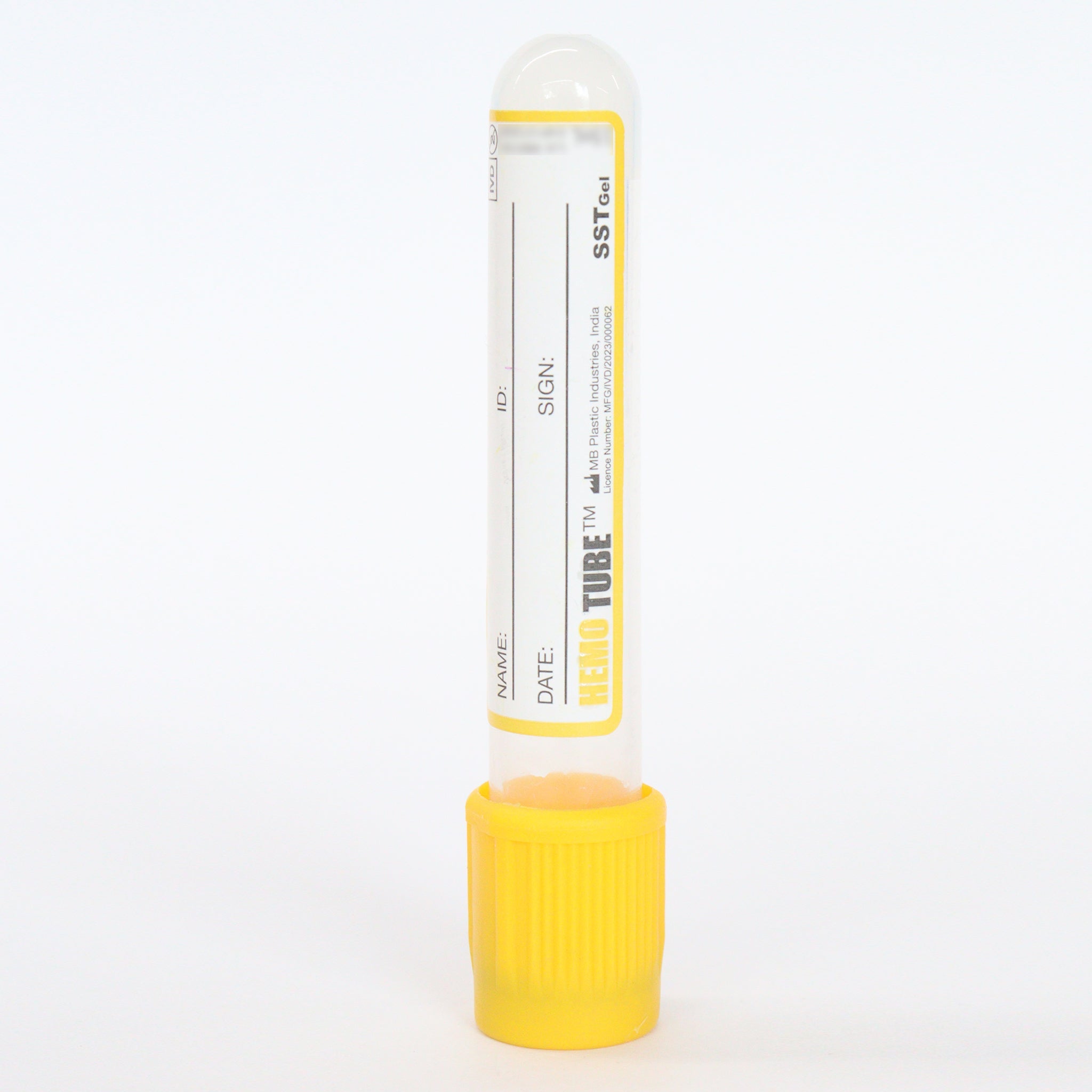 Hemotube Gel + Clot Activator Non Vacuum Blood Collection Tube - Global Surgicals