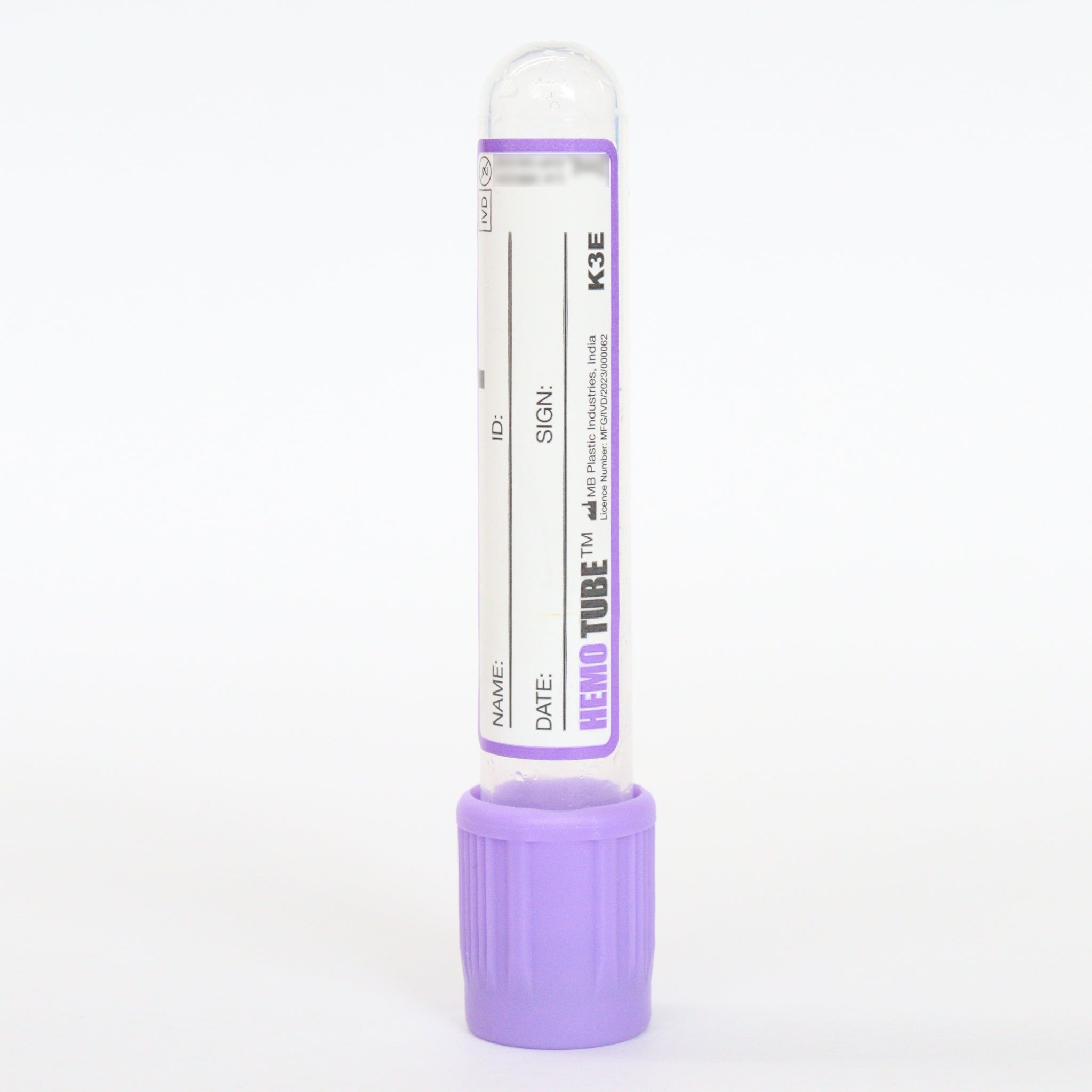 Hemotube K3 EDTA Non Vacuum Blood Collection Tube - Global Surgicals