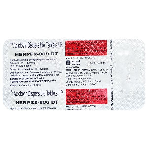 Herpex DT 800mg Tablet 5'S - Global Surgicals