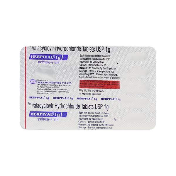 Herpival 1000mg Tablet 3'S - Global Surgicals