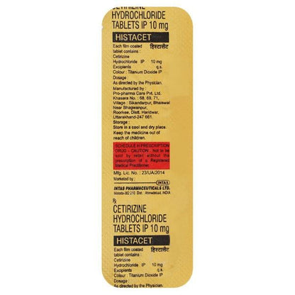 Histacet 10mg Tablet 10'S - Global Surgicals