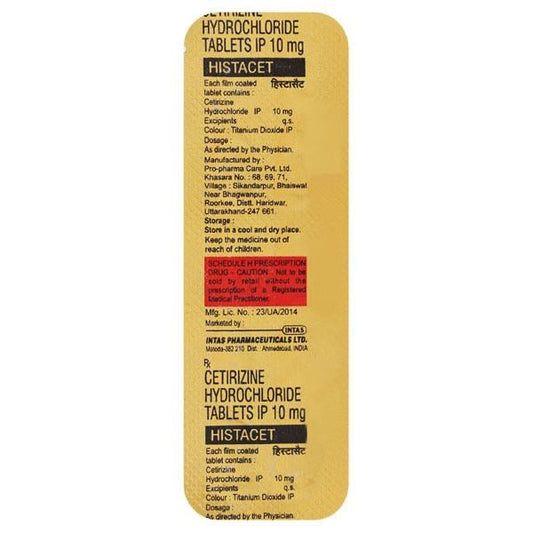 Histacet 10mg Tablet 10'S - Global Surgicals