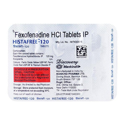 Histafree 120mg Tablet 10'S - Global Surgicals