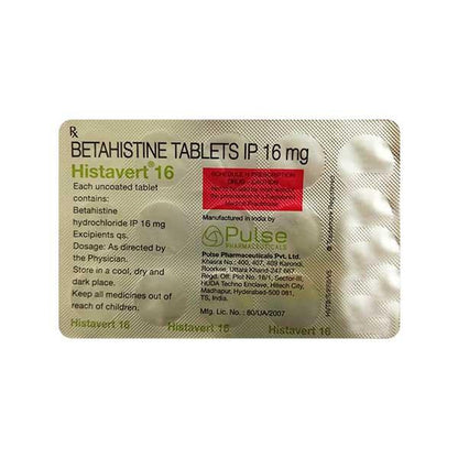 HISTAVERT 16mg Tablet 15's - Global Surgicals