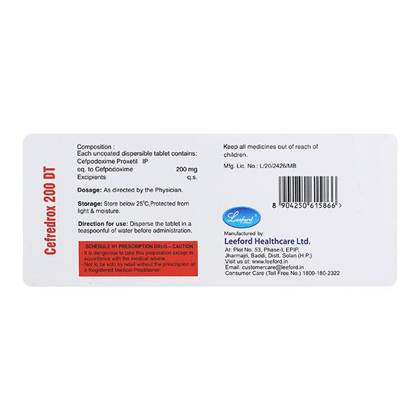 CEFREDROX 200 DT Tablet 10's