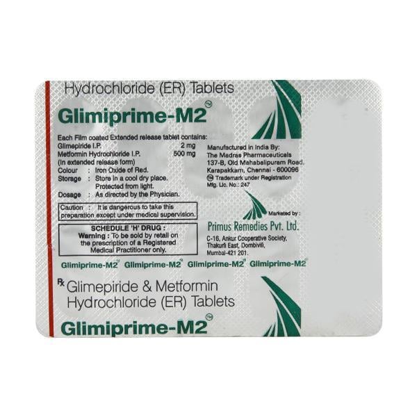 Glimiprime M 2mg/500mg Tablet 10'S