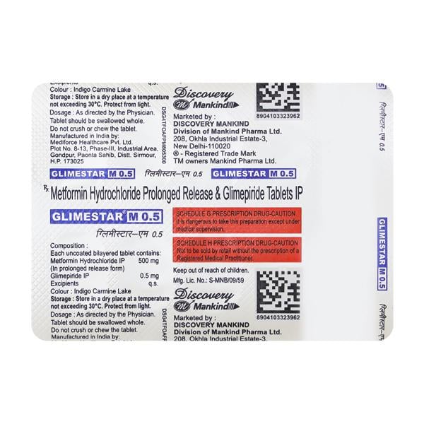 Glimestar M 0.5mg Tablet 10'S