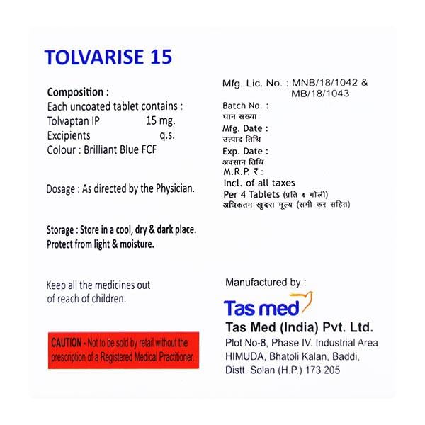 TOLVARISE 15 Tablet 4's