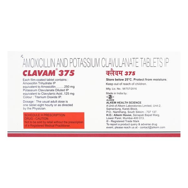 Clavam 375mg Tablet 10'S