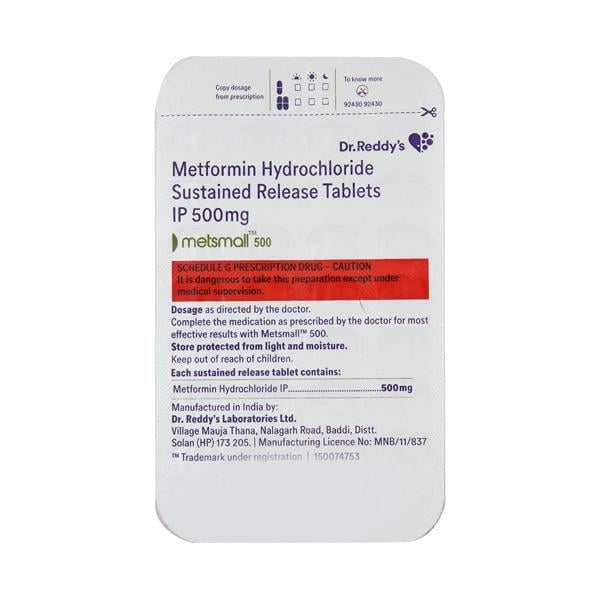 Metsmall 500mg Tablet 28'S