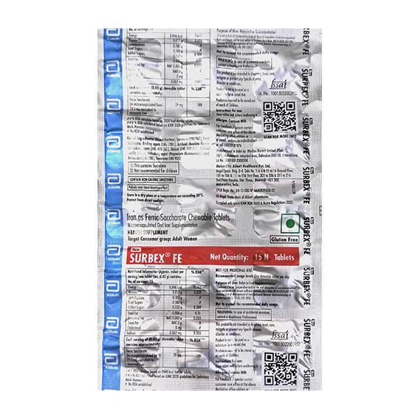 SURBEX FE NEW GLUTEN FREE Chewable Tablet 15's