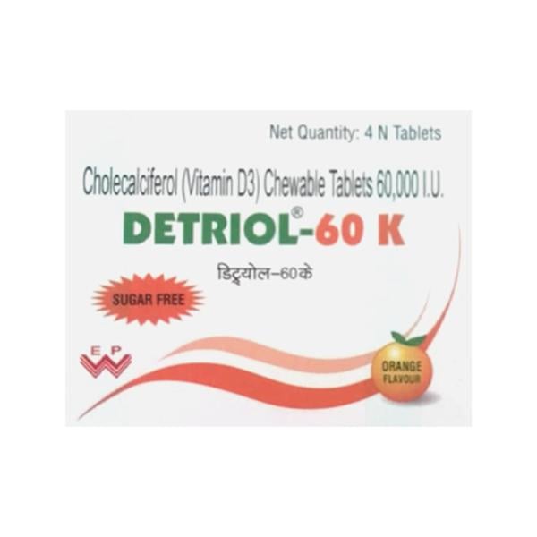 Detriol 60 K Sugar Free Orange Flavour Tablet 4'S