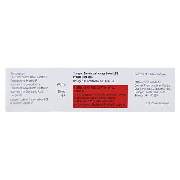 Gudcef CV 200mg Tablet 10'S