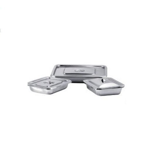 Ideal surgical Instrument Trays SS with Cover 12"x10" - Global Surgicals