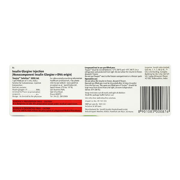 Toujeo Solostar 300IU Injection 1'S