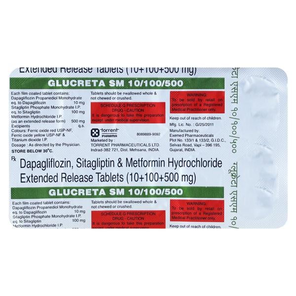 GLUCRETA SM 10/100/500 Tablet 10's
