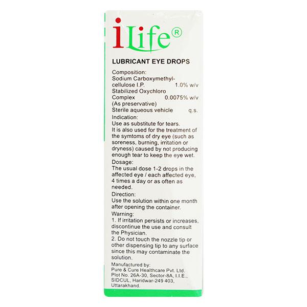 Ilife Lubricant 1.0% Eye Drops 10ml - Global Surgicals