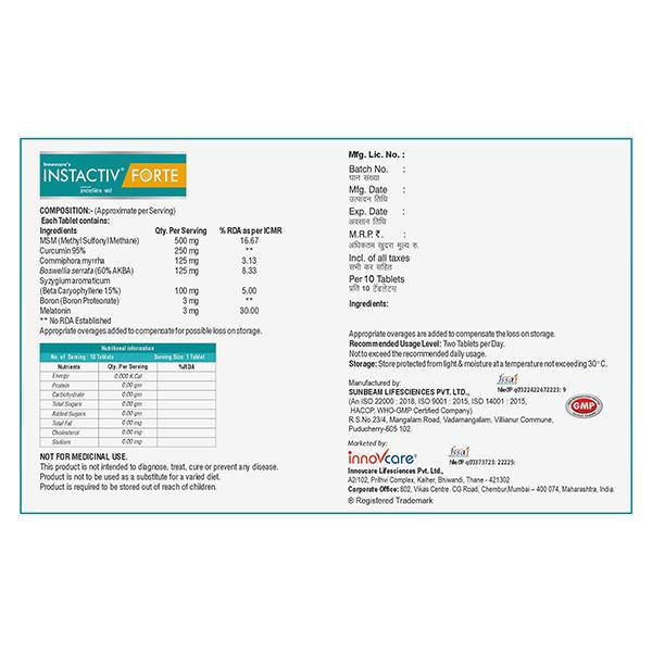 INSTACTIV FORTE Tablet 10's - Global Surgicals