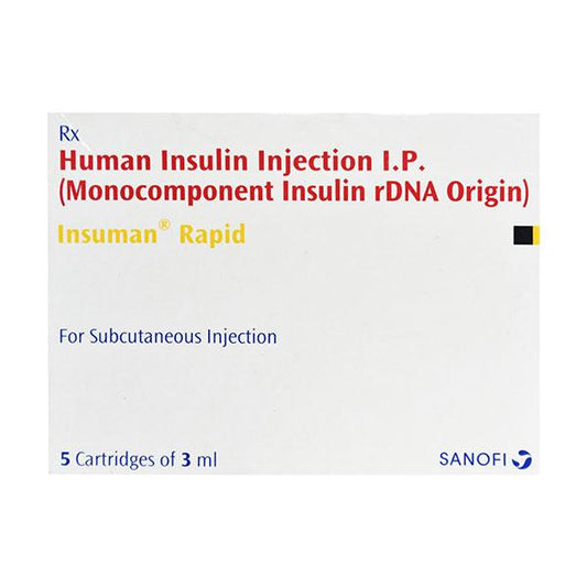 INSUMAN RAPID 100iu Cartridge 5X3ml - Global Surgicals