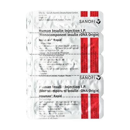 INSUMAN RAPID 100iu Cartridge 5X3ml - Global Surgicals
