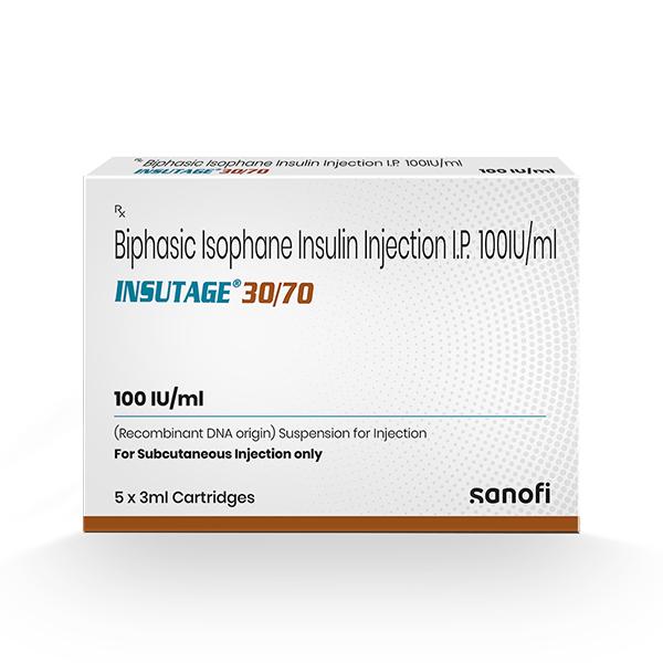 INSUTAGE 30/70 100iu Cartridge 5x3ml - Global Surgicals