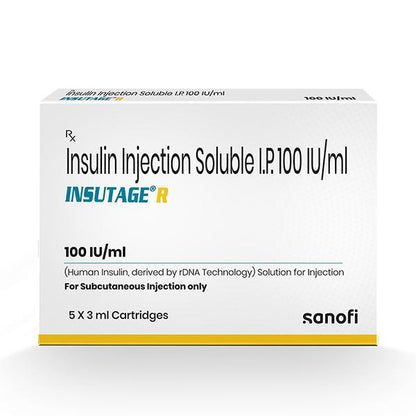 INSUTAGE R 100iu Cartridge 5x3ml - Global Surgicals