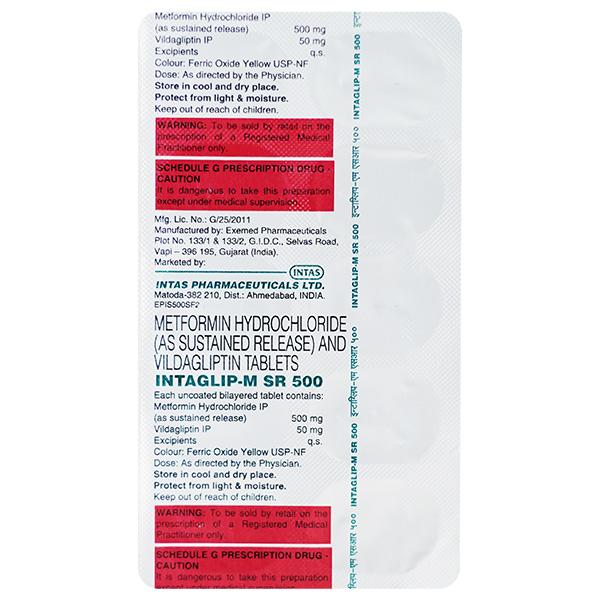 INTAGLIP M SR 500 Tablet 10's - Global Surgicals
