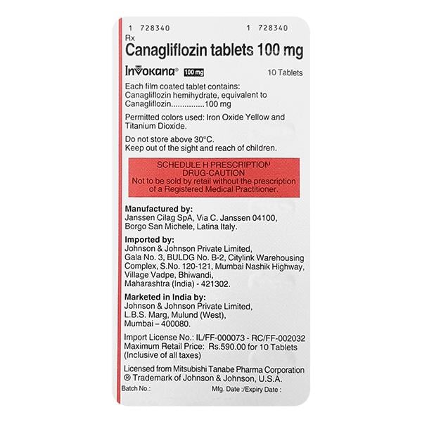 Invokana 100mg Tablet 10'S - Global Surgicals