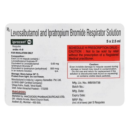 IPRAZEST PD Respules 5X2.5ml - Global Surgicals