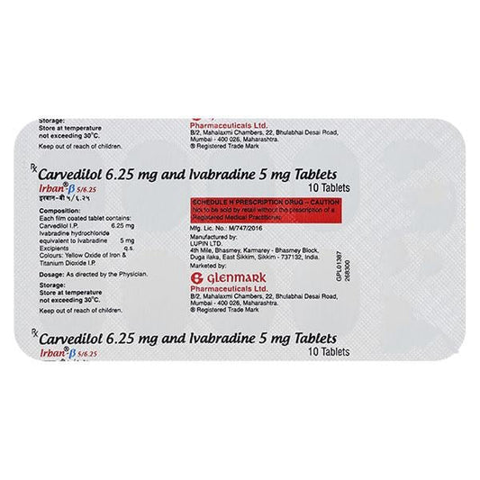 IRBAN B 5/6.25 Tablet 10's - Global Surgicals