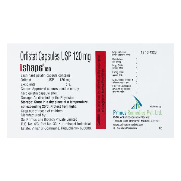 Ishape 120mg Capsule 10'S - Global Surgicals