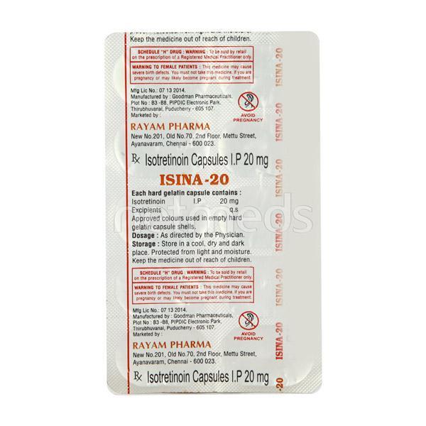 Isina 20mg Capsule 10'S - Global Surgicals