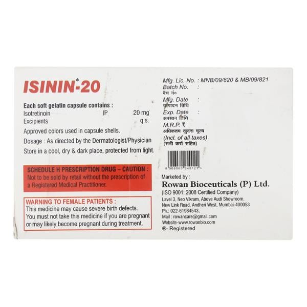 ISININ 20mg Capsule 10's - Global Surgicals