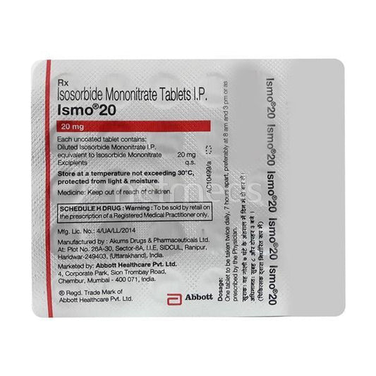 Ismo 20mg Tablet 30'S - Global Surgicals