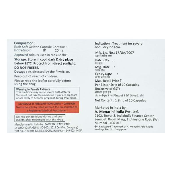 ISO Aret 20mg Softgel 10'S - Global Surgicals