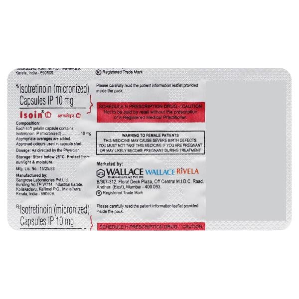 Isoin 10mg Capsule 10'S - Global Surgicals
