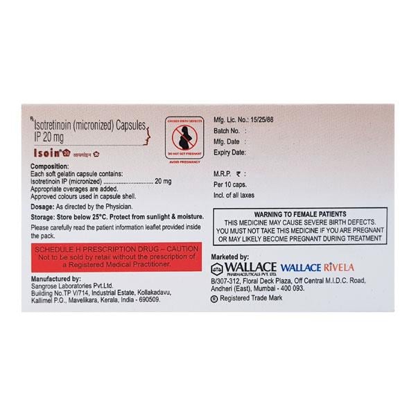 Isoin 20mg Capsule 10'S - Global Surgicals