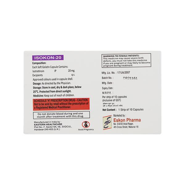 ISOKON 20mg Capsule 10's - Global Surgicals