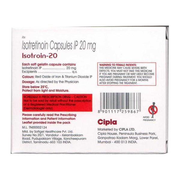 ISOTROIN 20 Capsule 15's - Global Surgicals