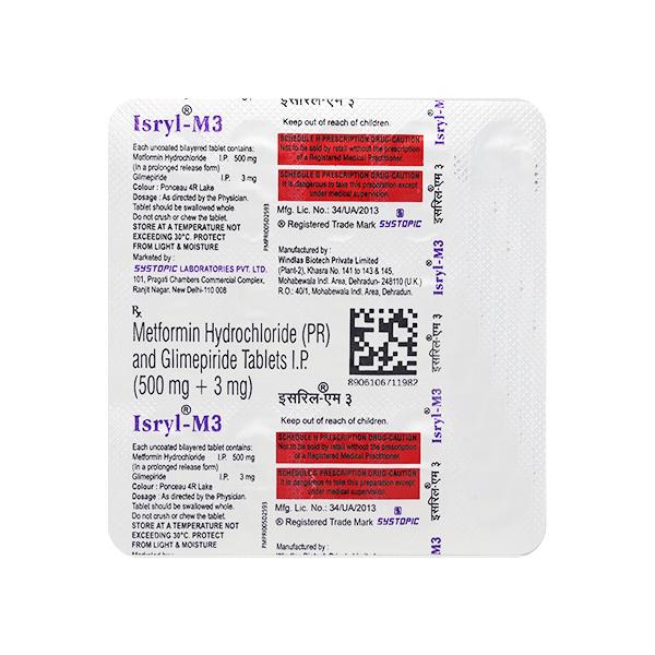 ISRYL M 3mg Tablet 15's - Global Surgicals