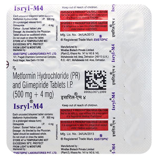 ISRYL M 4mg Tablet 15's - Global Surgicals
