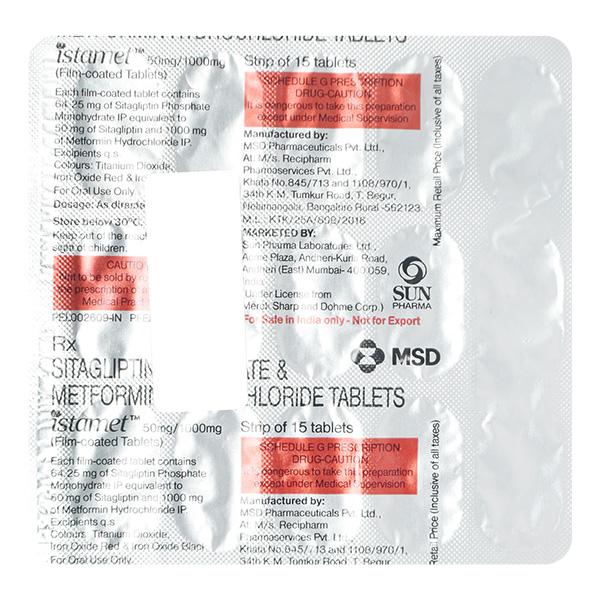 Istamet 50/500mg Tablet 15'S - Global Surgicals