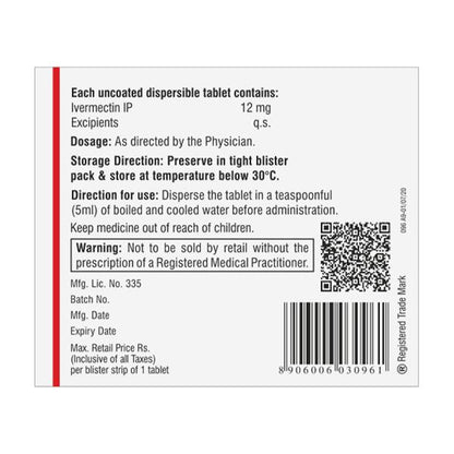 Iverscab 12mg Tablet 1's - Global Surgicals